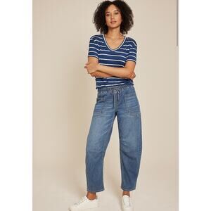 Maurice’s Barrel Leg Denim Pull-on Jeans Women's Medium Long Tall Mid-rise Ankle